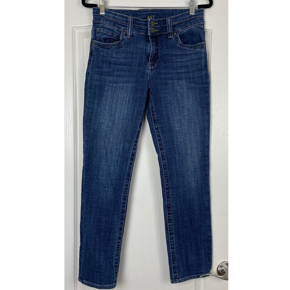 Kut from the Kloth Womens Straight Leg Jeans Denim Med Blue Double Button Size 6